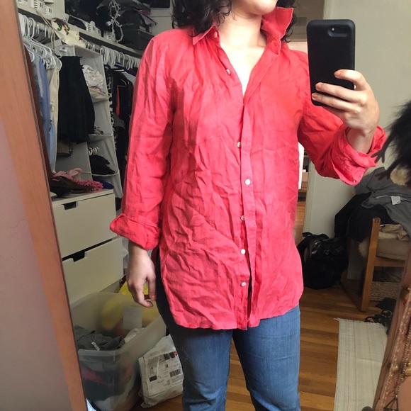 Victoria Secret Linen Boyfriend Shirt - Picture 2 of 5